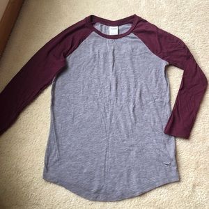 PINK maroon/gray 3/4 sleeve